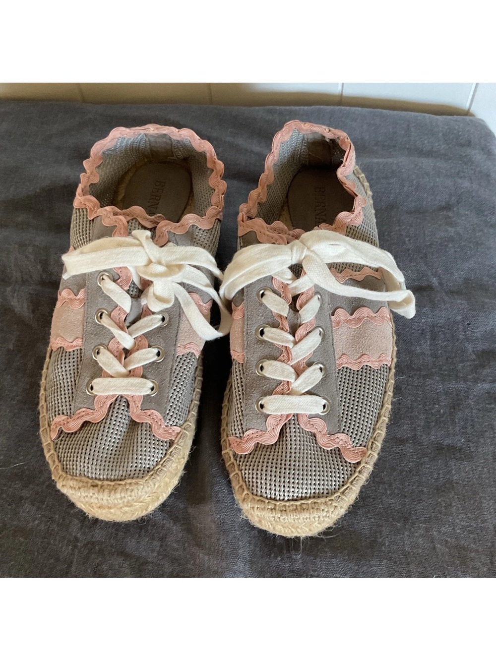 Bernardo Gray and Pink Woven Vale Espadrille Sneakers 8